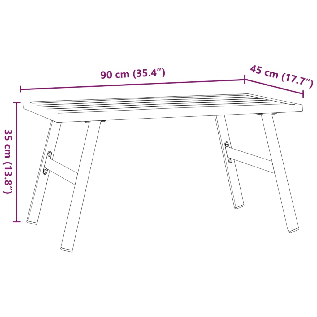 Utendørs salongbord svart 90x45x35 cm pulverlakkert stål vidaXL