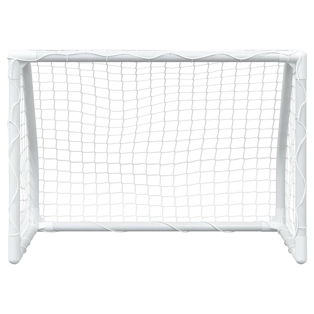 Fotballmål for barn 2 stk med ball hvit 64x35x48 cm metall
