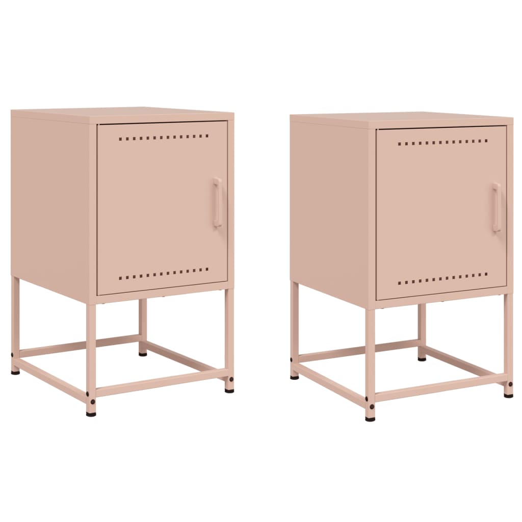 Nattbord 2 stk rosa 36x39x60,5 cm stål