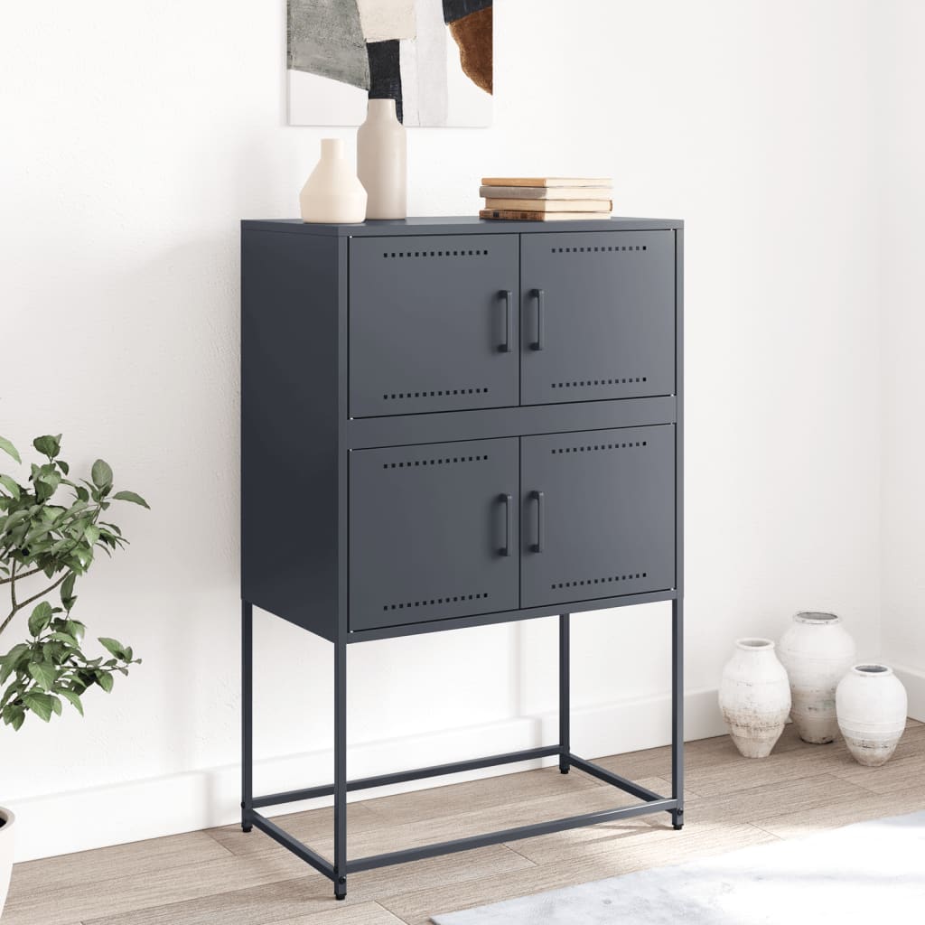 Skjenk antrasitt 68,5x38,5x107 cm stål