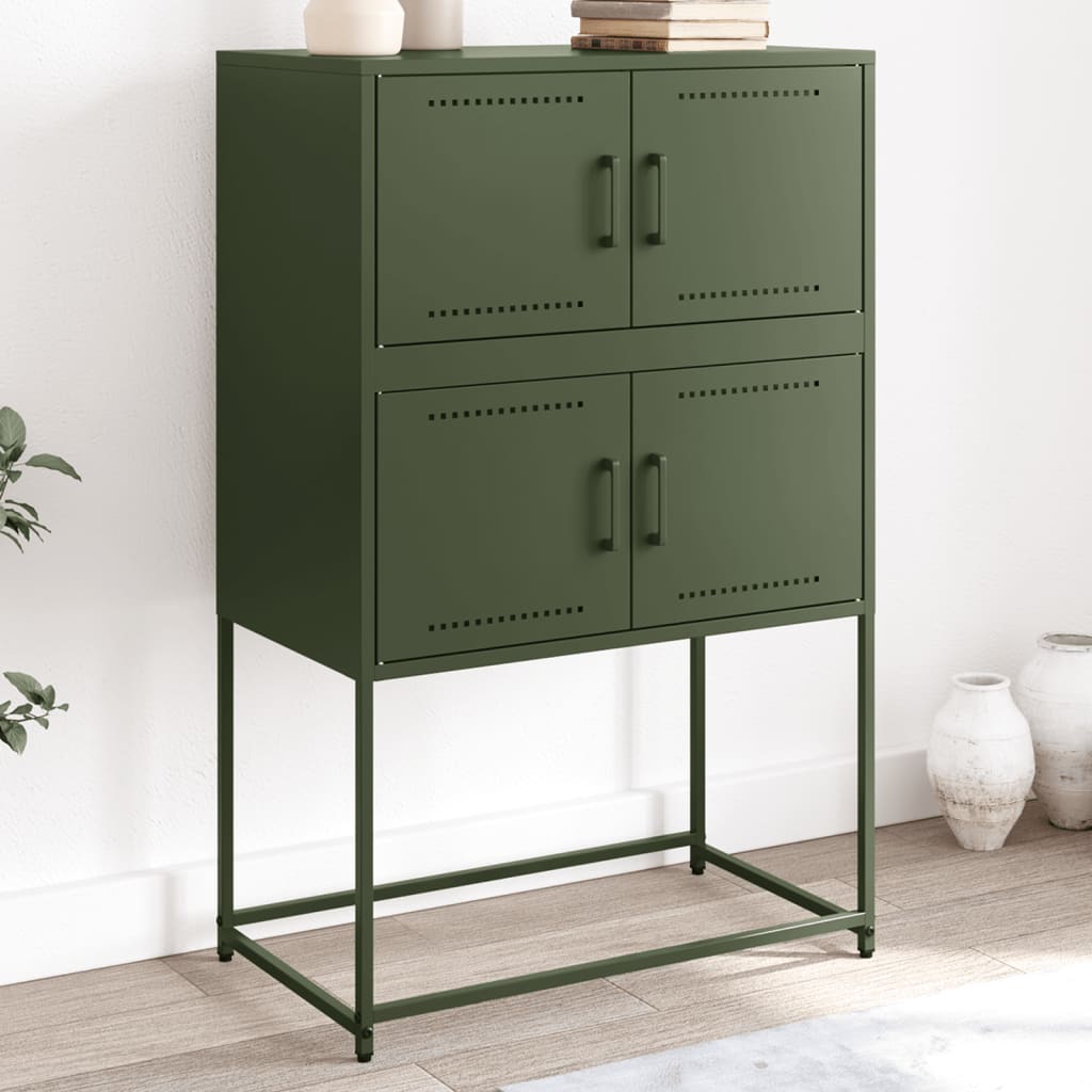 Skjenk olivengrønn 68,5x38,5x107 cm stål
