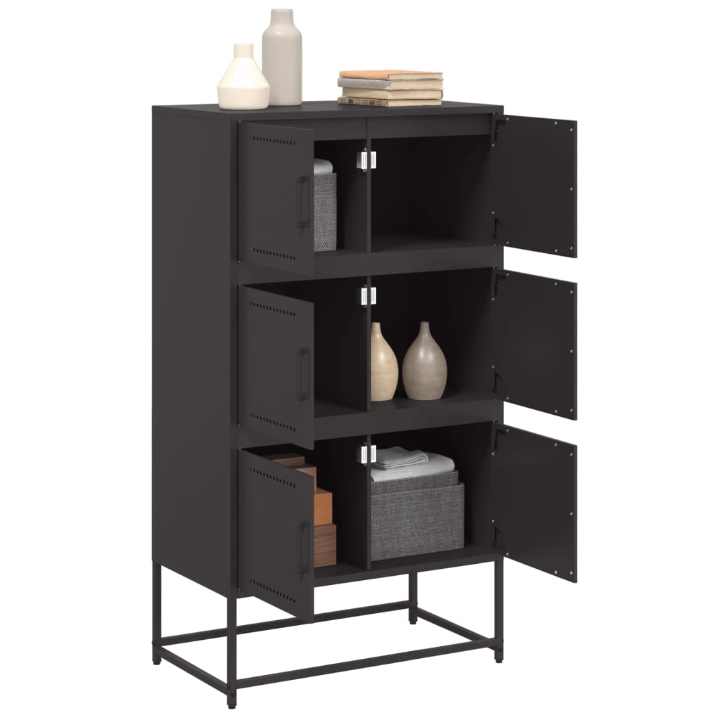 Skjenk svart 68,5x38,5x123,5 cm stål