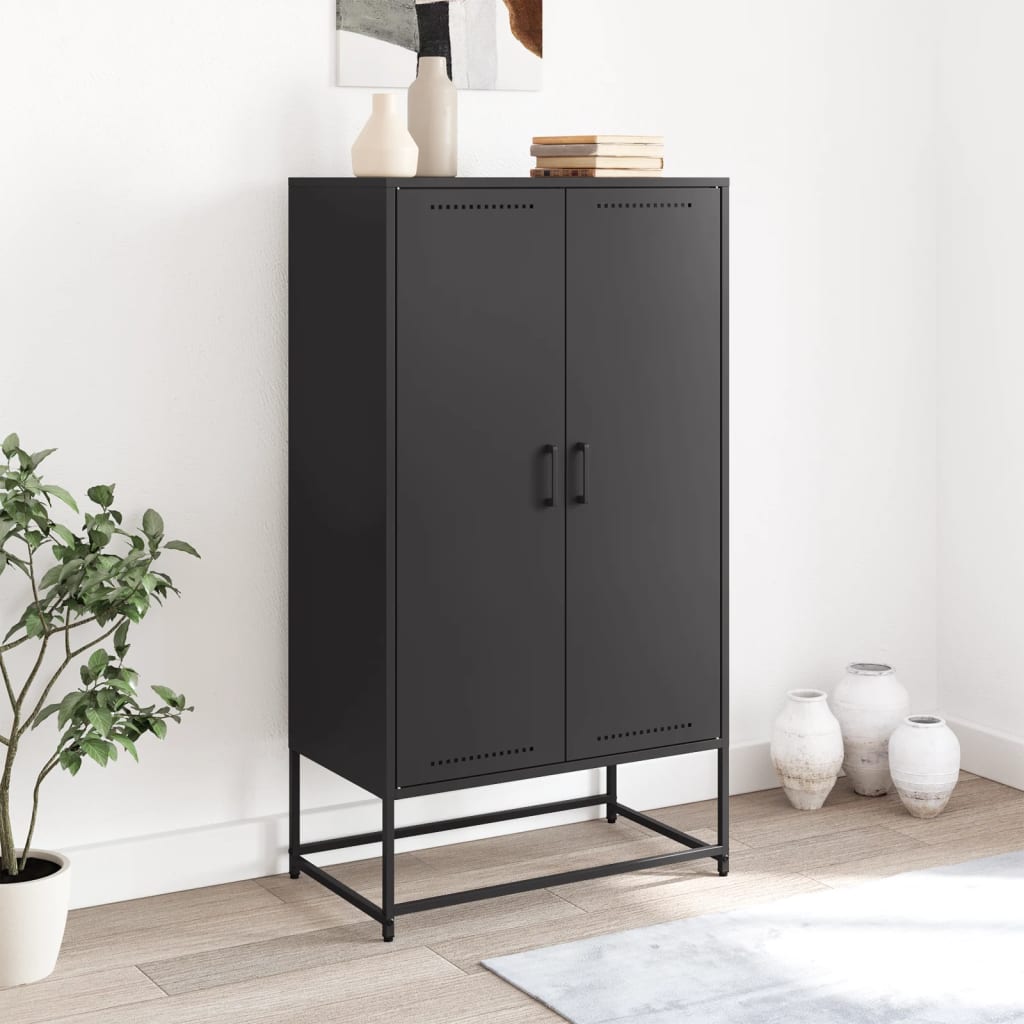 Highboard svart 68,5x38,5x123,5 cm stål