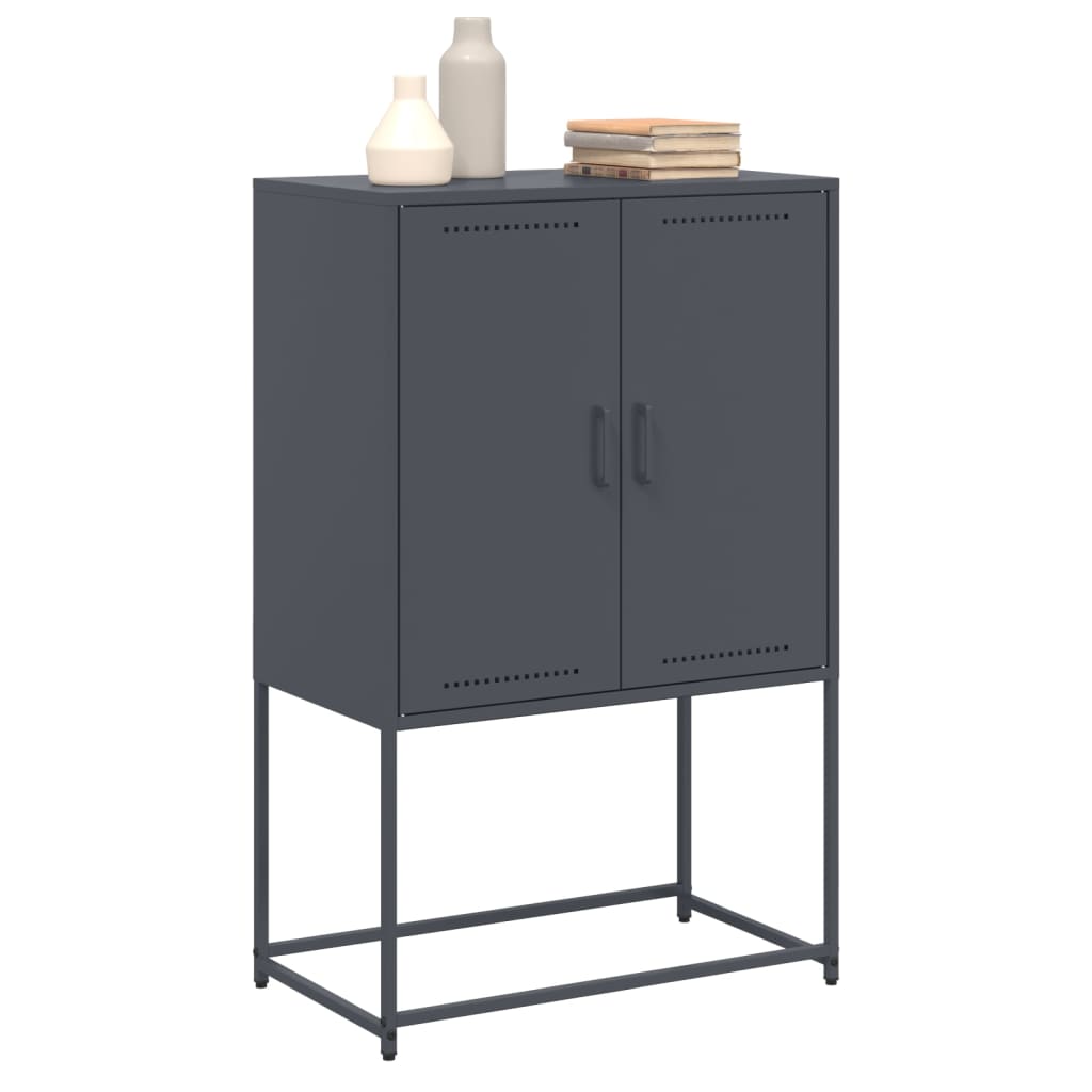 Highboard antrasitt 68,5x38,5x107 cm stål