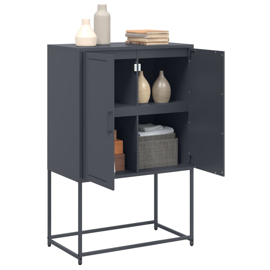 Highboard antrasitt 68,5x38,5x107 cm stål