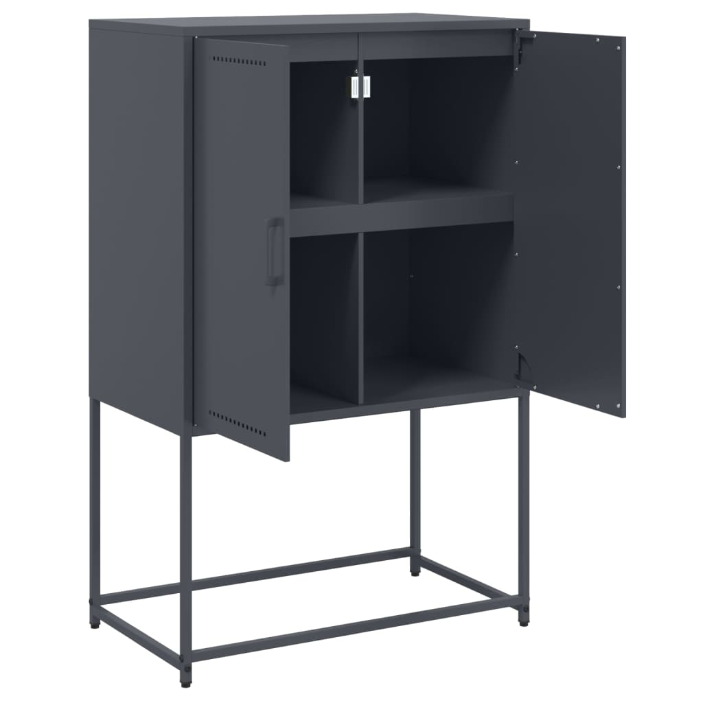 Highboard antrasitt 68,5x38,5x107 cm stål