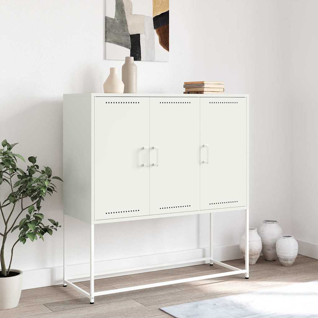 Highboard hvit 100,5x39x107 cm stål