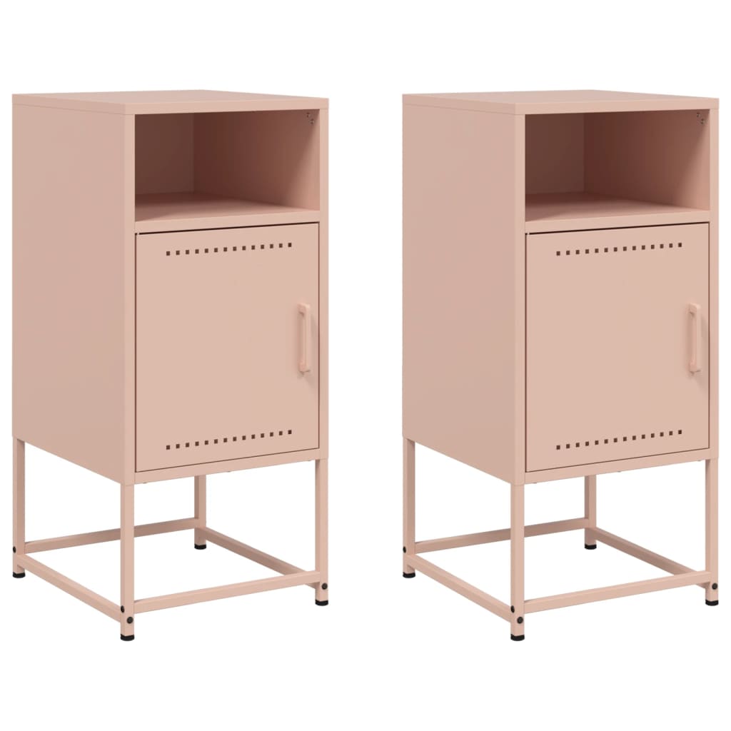 Nattbord 2 stk rosa 36x39x78 cm stål