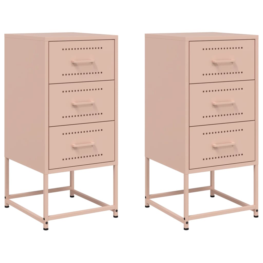 Nattbord 2 stk rosa 36x39x78 cm stål