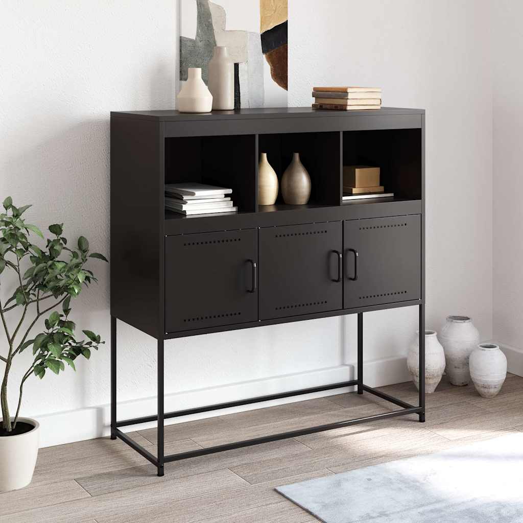 Skjenk svart 100,5x39x107 cm stål