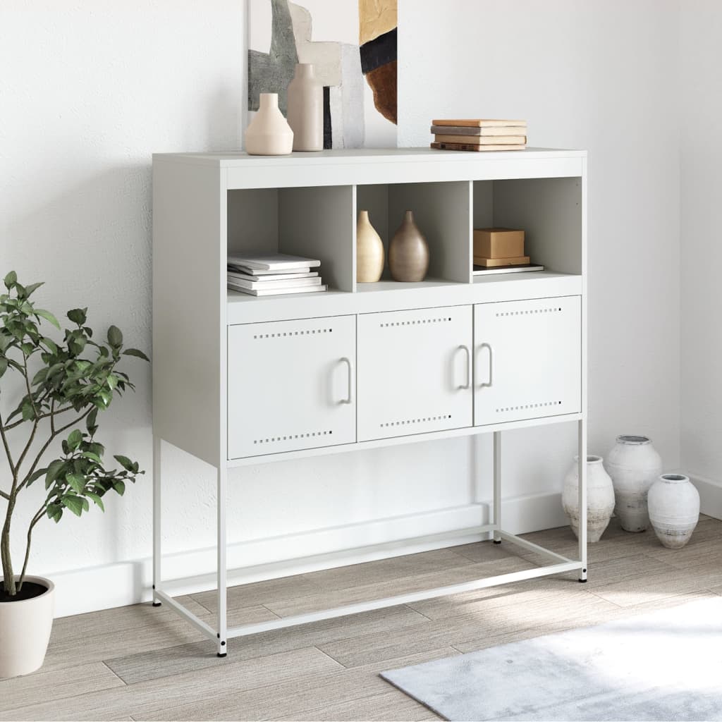Skjenk hvit 100,5x39x107 cm stål