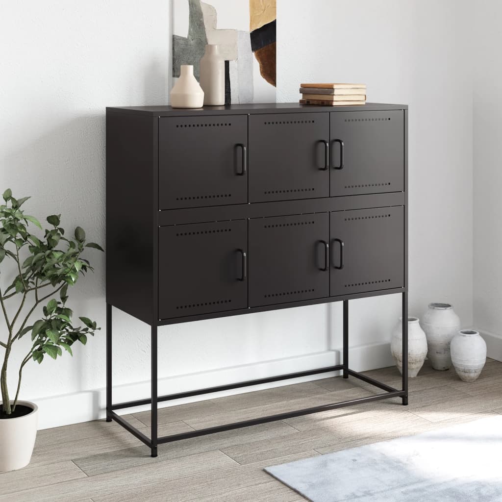 Skjenk svart 100,5x39x107 cm stål