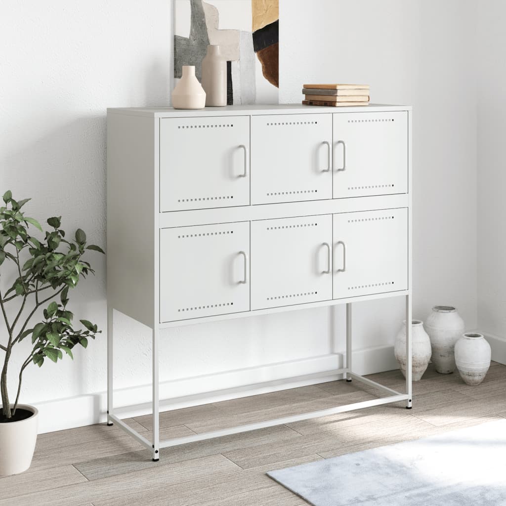 Skjenk hvit 100,5x39x107 cm stål