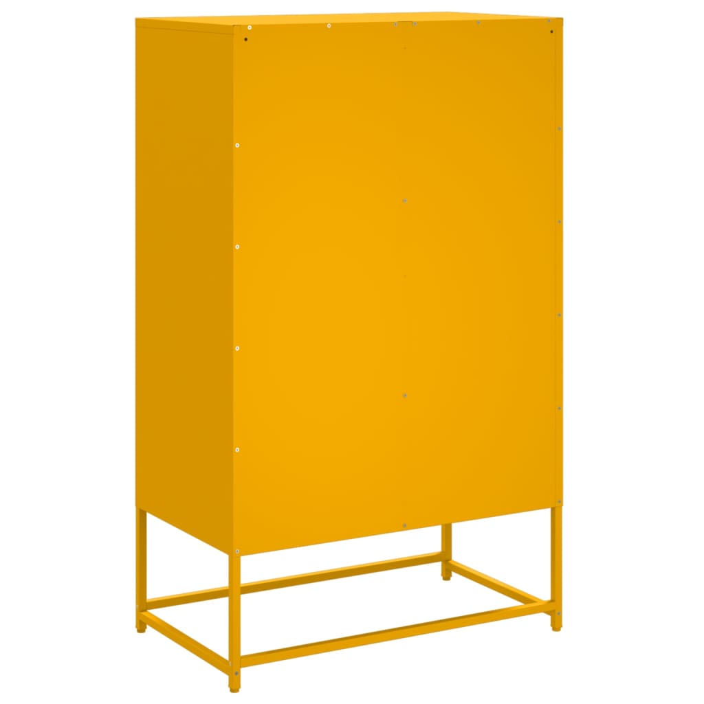 Highboard sennepsgul 68x39x111,5 cm stål