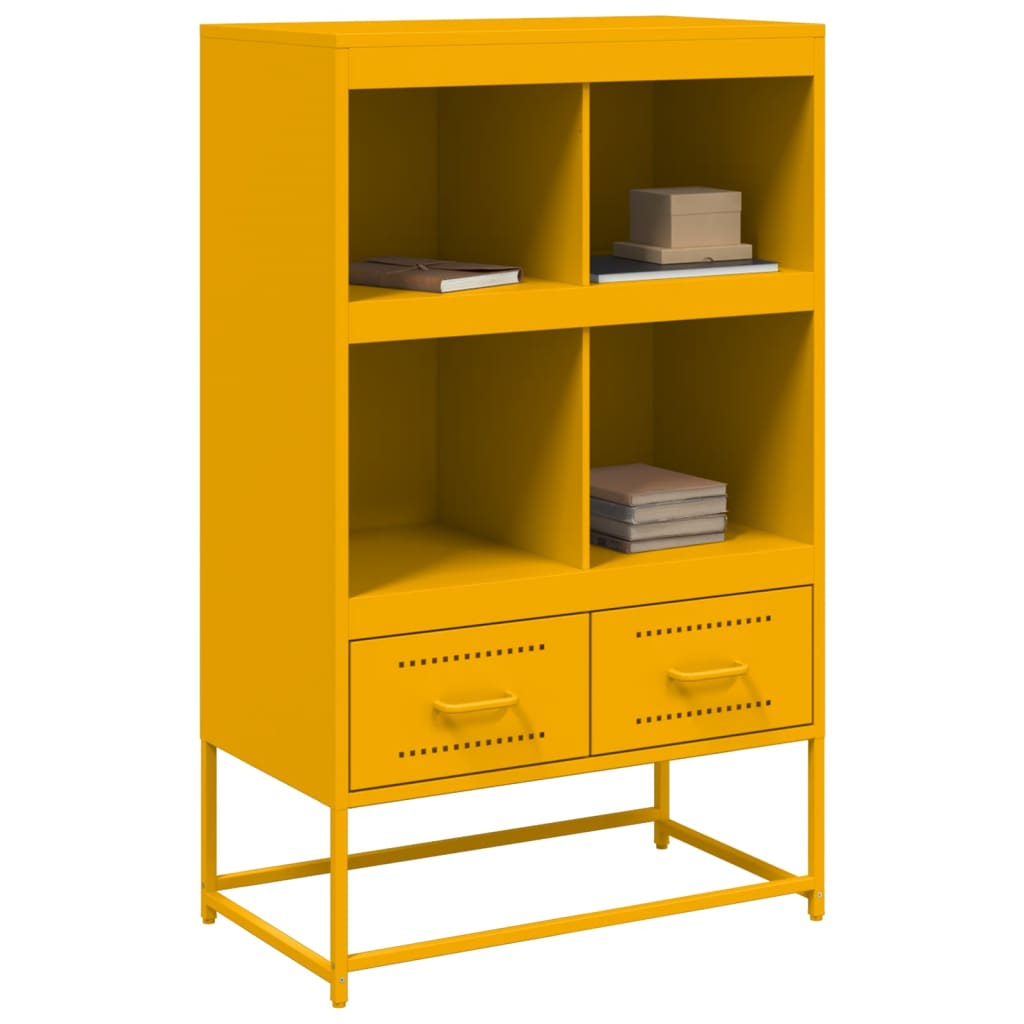 Highboard sennepsgul 68x39x111,5 cm stål