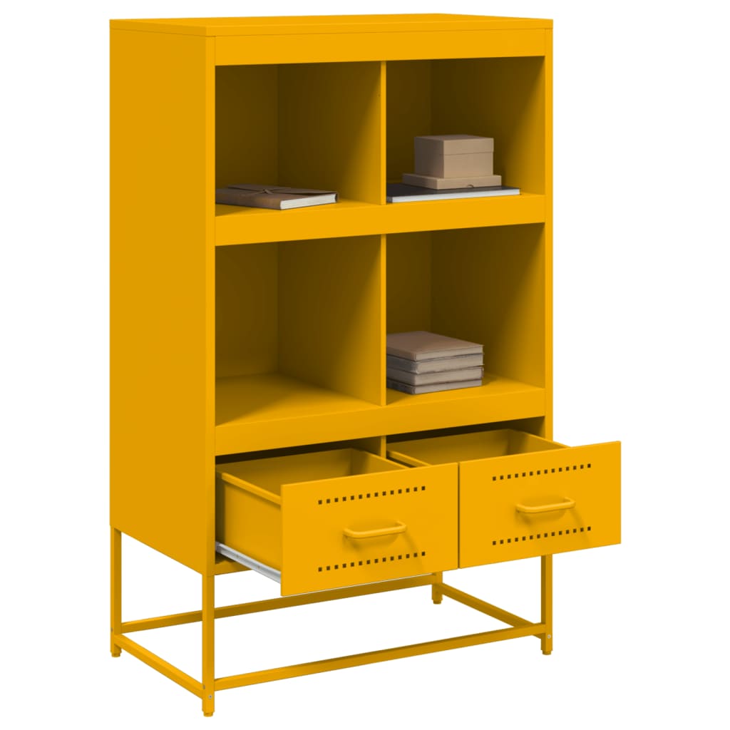 Highboard sennepsgul 68x39x111,5 cm stål