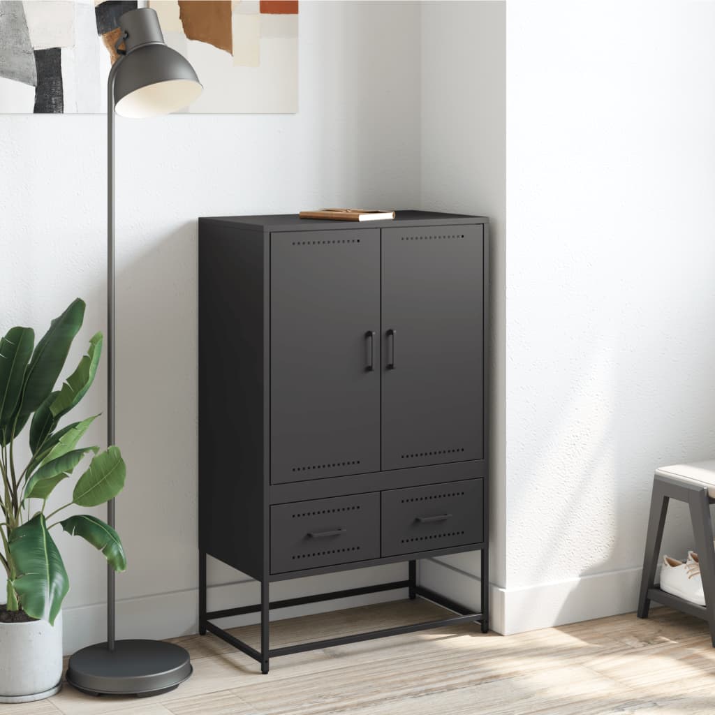 Highboard svart 68x39x111,5 cm stål