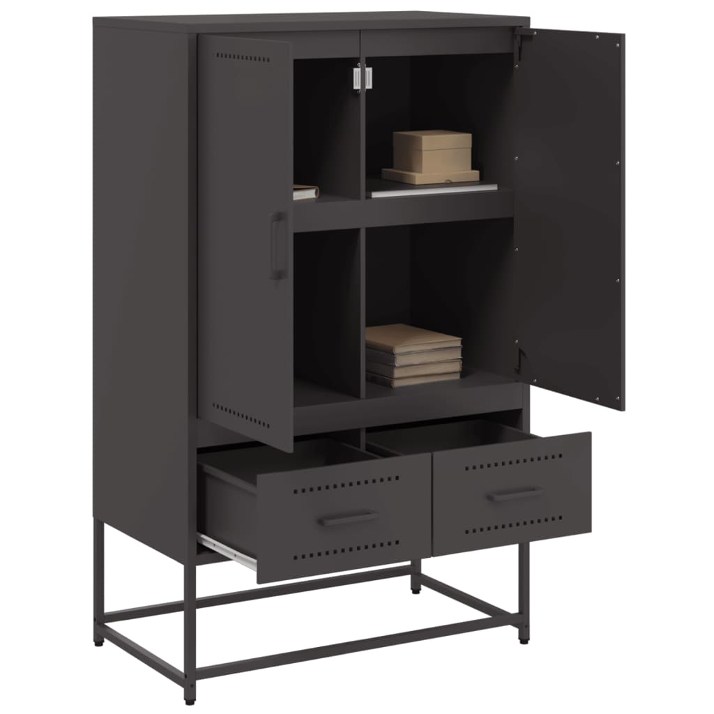 Highboard svart 68x39x111,5 cm stål