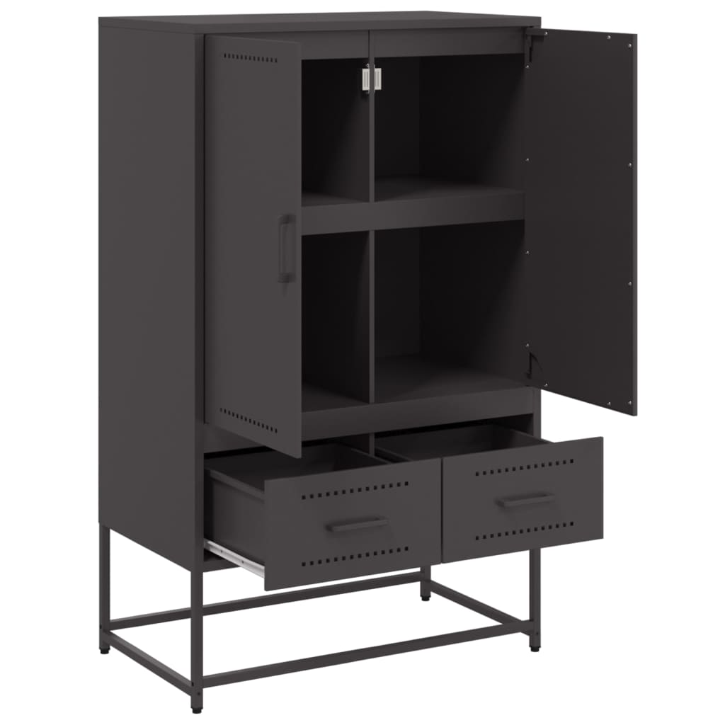 Highboard svart 68x39x111,5 cm stål