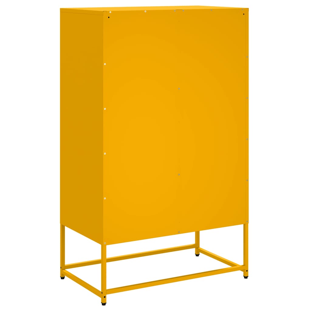 Highboard sennepsgul 68x39x111,5 cm stål