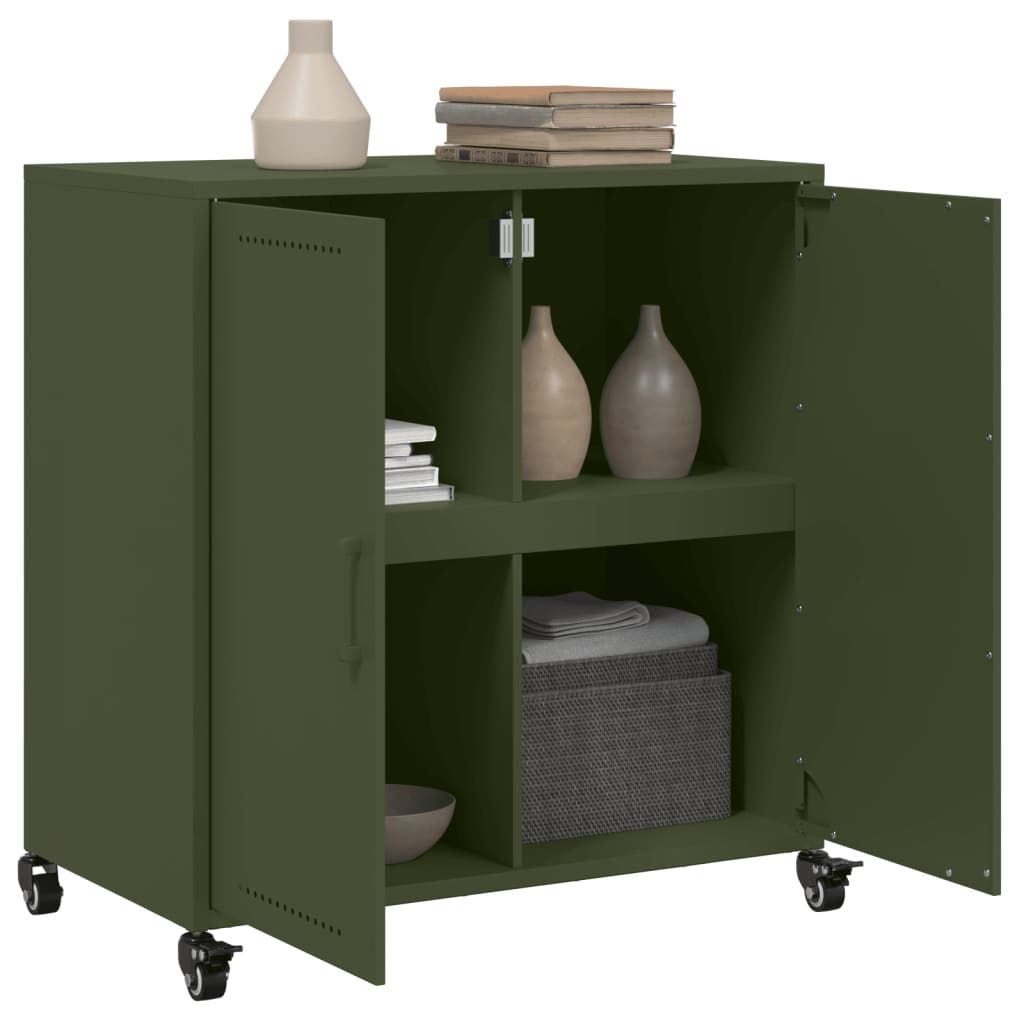 Skjenk olivengrønn 68x39x72 cm stål
