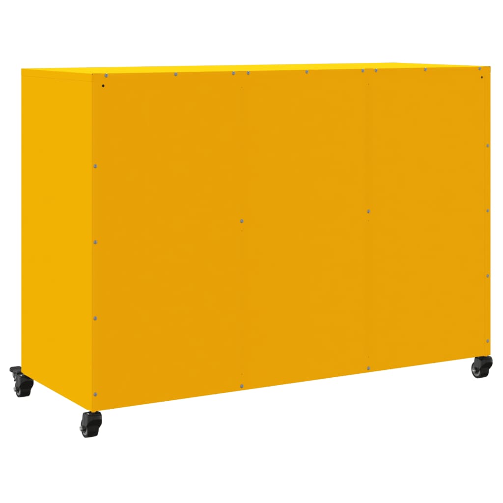 Skjenk sennepsgul 100,5x39x72 cm stål