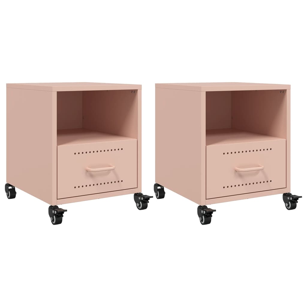 Nattbord 2 stk rosa 36x39x43,5 cm stål