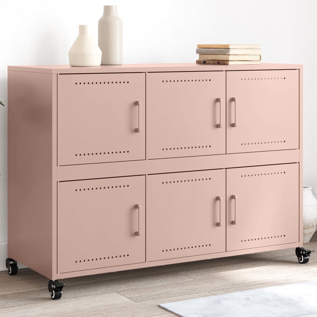 Skjenk rosa 100,5x39x72 cm stål