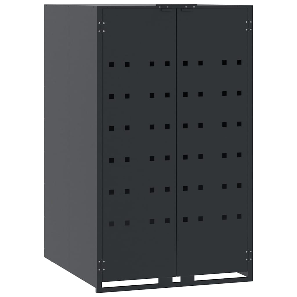 Oppbevaring av søppelbøtter for enkeltdunker antrasitt 69x79x117 cm stål