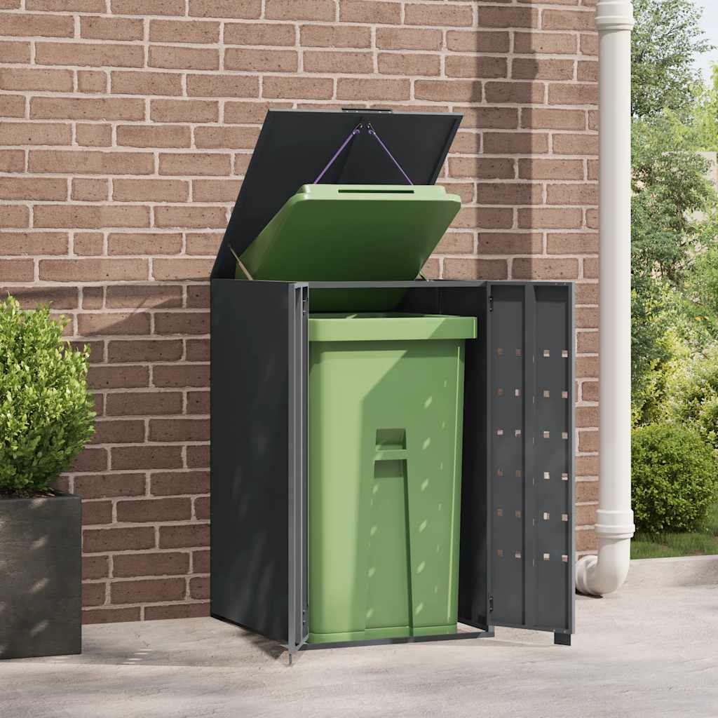 Oppbevaring av søppelbøtter for enkeltdunker antrasitt 69x79x117 cm stål