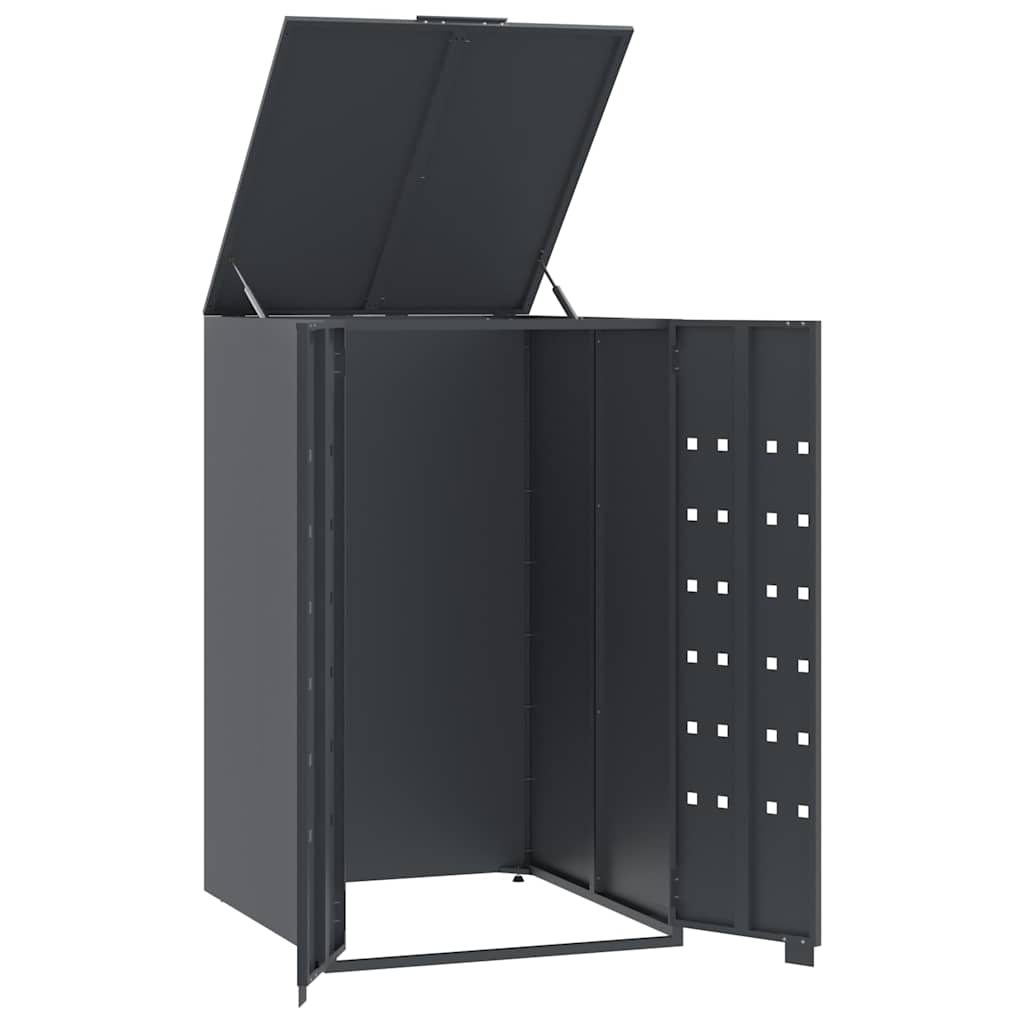 Oppbevaring av søppelbøtter for enkeltdunker antrasitt 69x79x117 cm stål