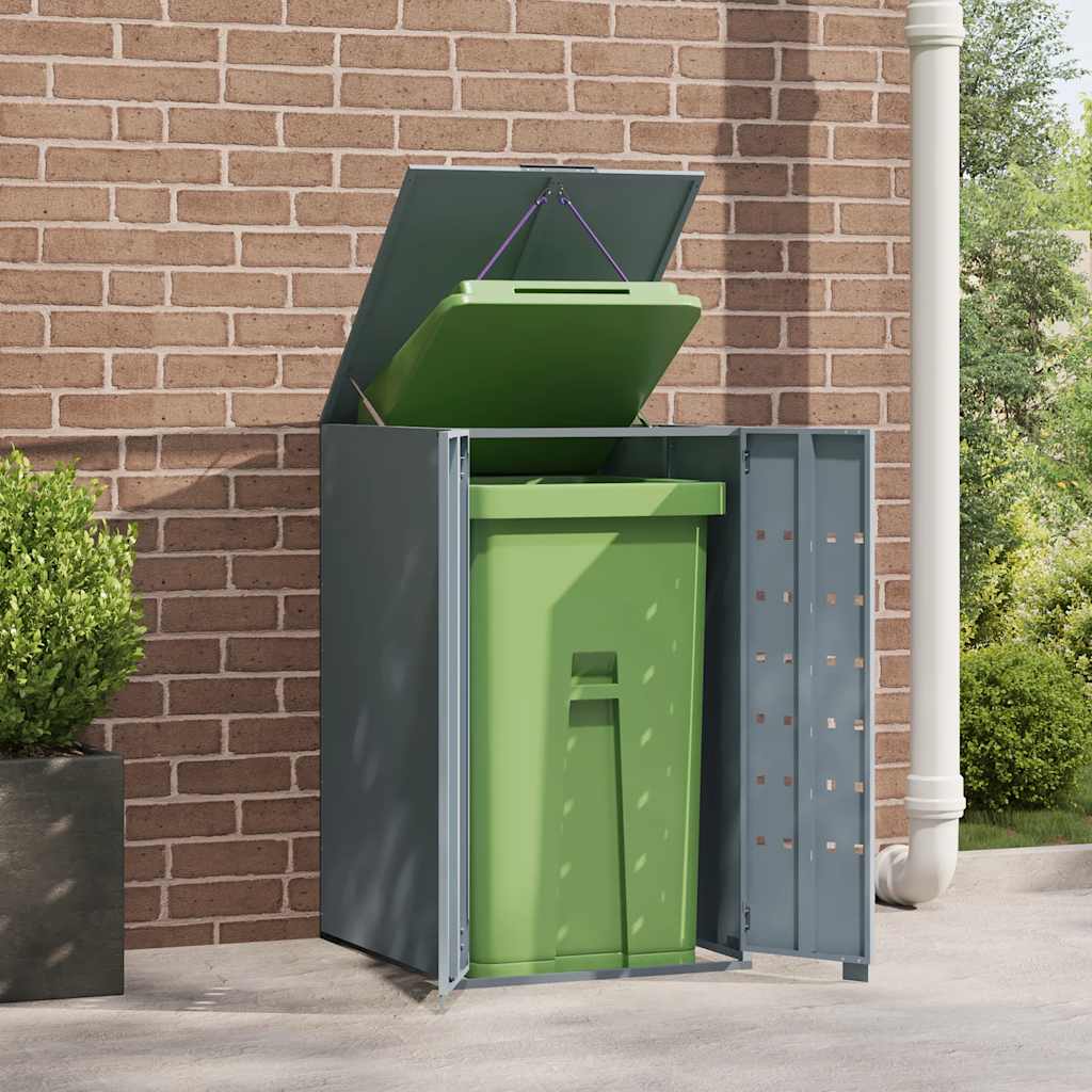 Søppeldunkskur for enkelt dunk grå 69x79x117 cm stål