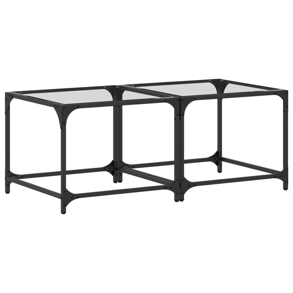 Sofabord med gjennomsiktig glassplate 2 stk 50x50x40 cm stål
