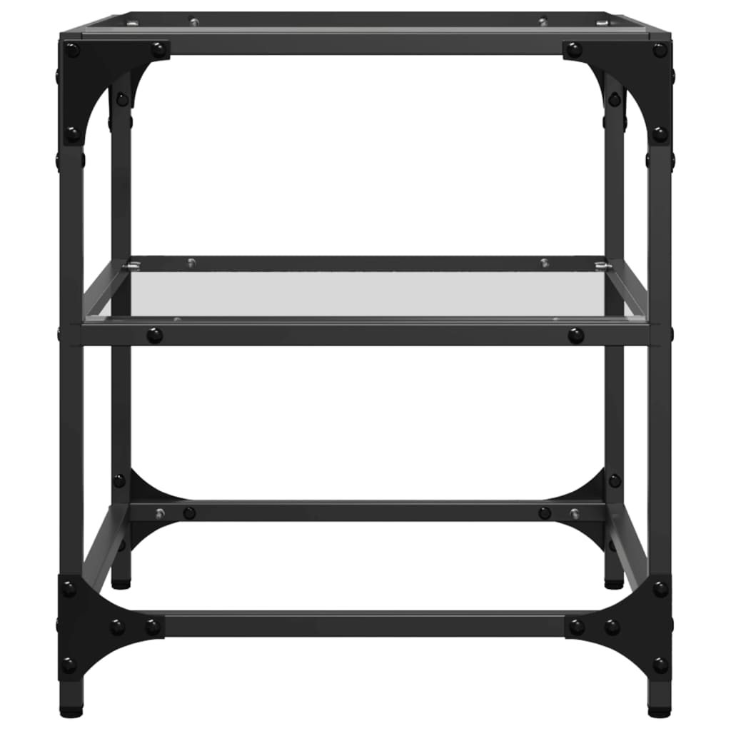 Sofabord med gjennomsiktig glassplate 2 stk 40x40x45 cm stål