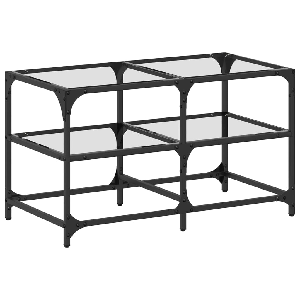 Sofabord med gjennomsiktig glassplate 78,5x40x45 cm stål