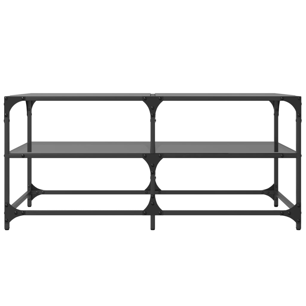 Salongbord med svart glassplate 98,5x50x45 cm stål