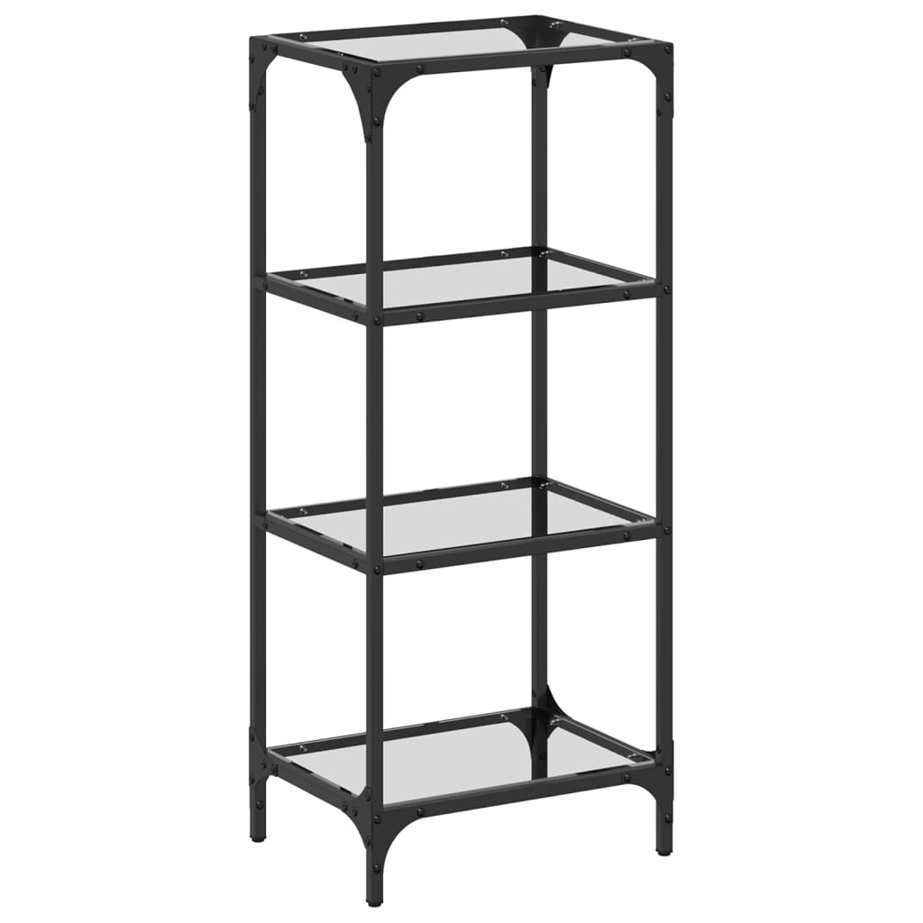 Hyller med gjennomsiktig glassplate 40x30x95 cm stål