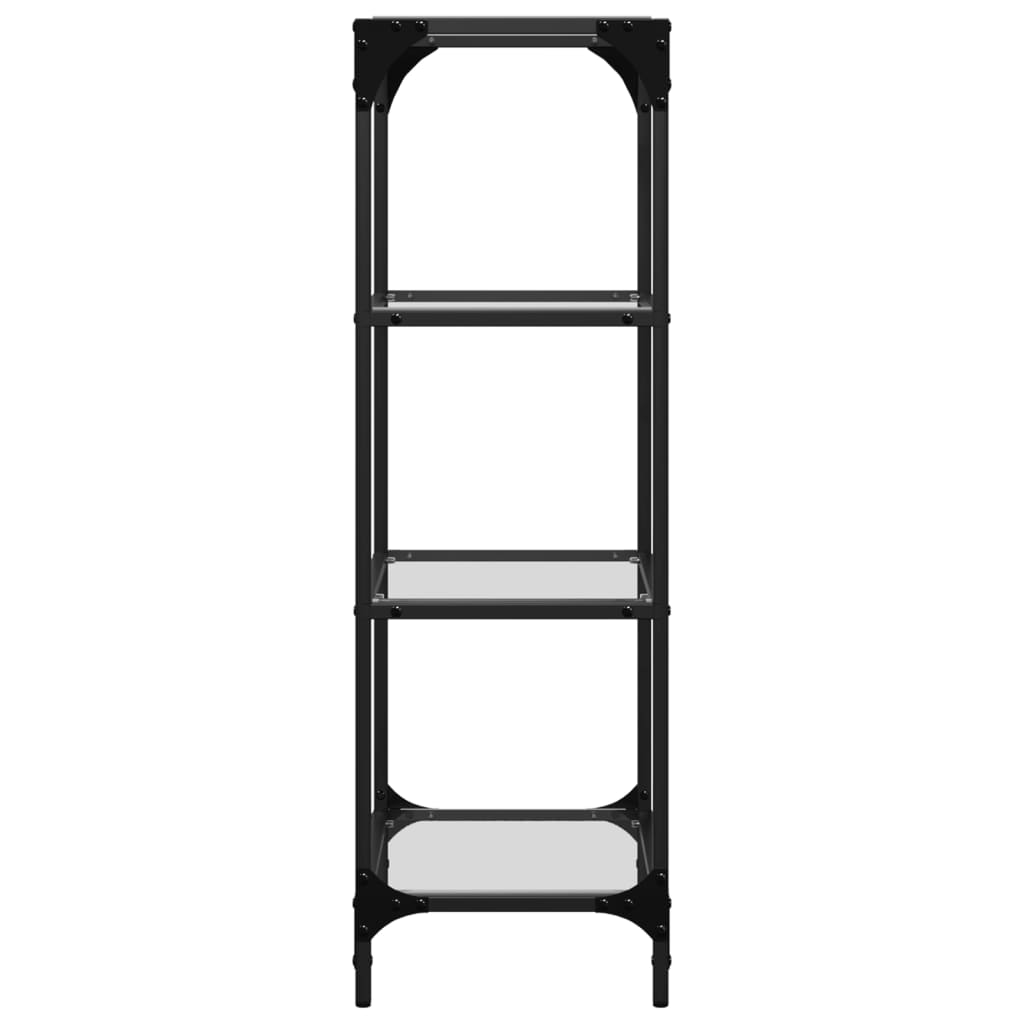 Hyller med gjennomsiktig glassplate 40x30x95 cm stål