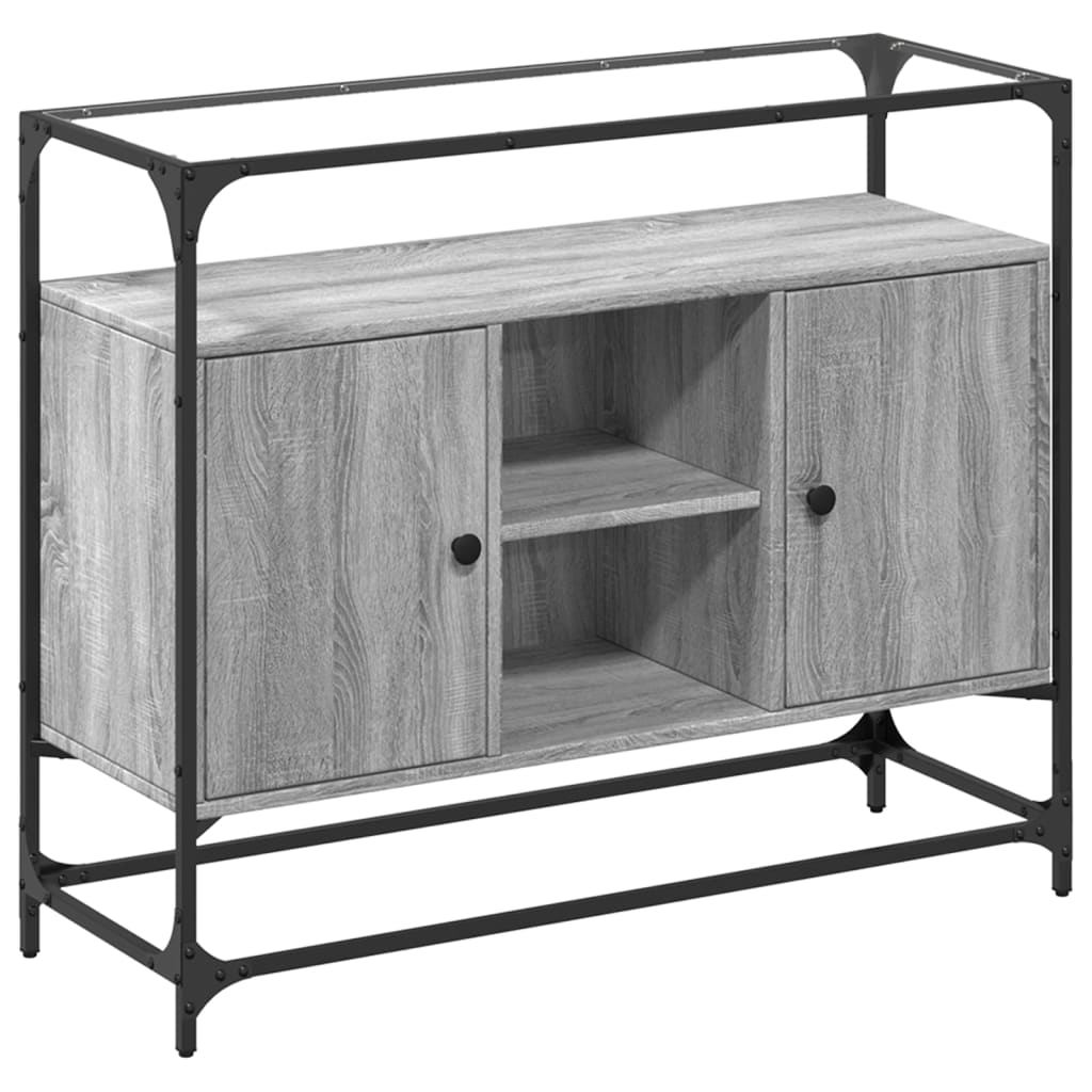 Skjenk med glasstopp grå sonoma 98x35x81 cm konstruert tre