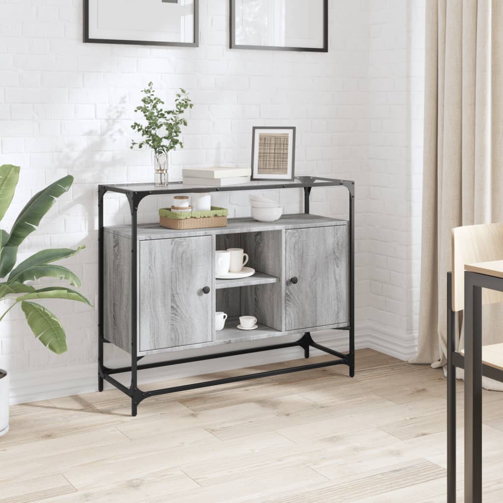 Skjenk med glasstopp grå sonoma 98x35x81 cm konstruert tre