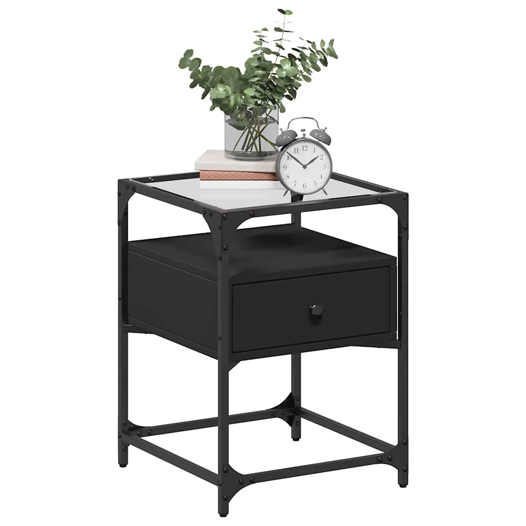 Nattbord 2 stk svart 40x40x55 cm konstruert tre