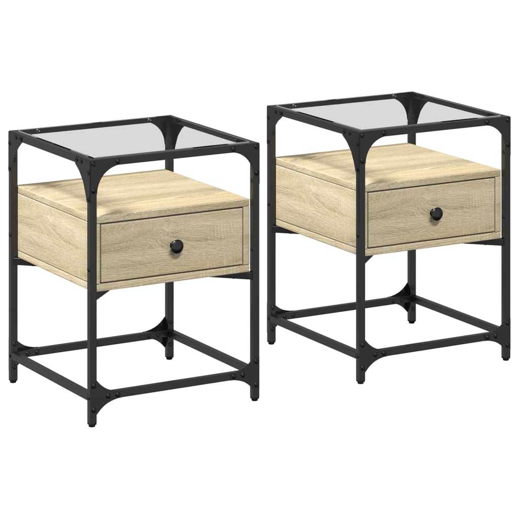 Nattbord 2 stk sonoma eik 40x40x55 cm konstruert tre