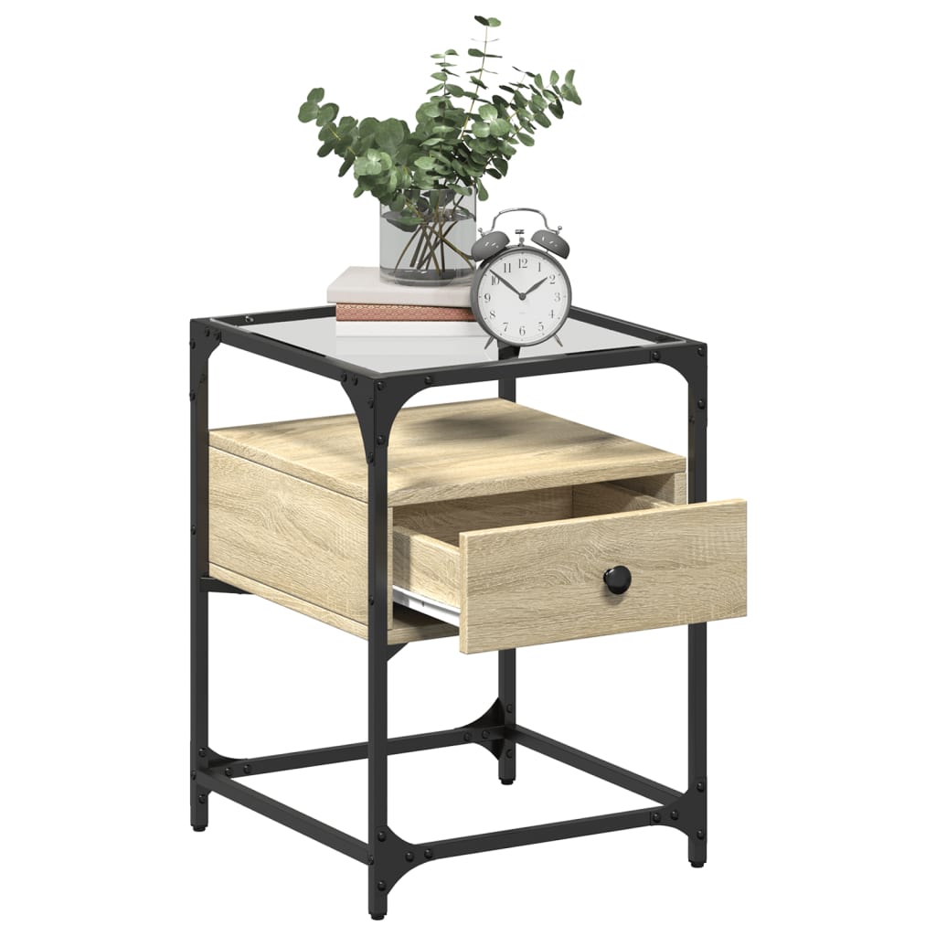 Nattbord 2 stk sonoma eik 40x40x55 cm konstruert tre