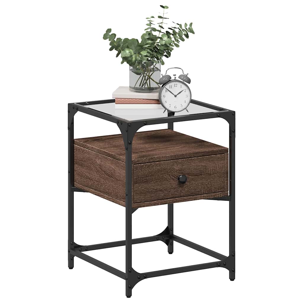 Nattbord 2 stk brun eik 40x40x55 cm konstruert tre