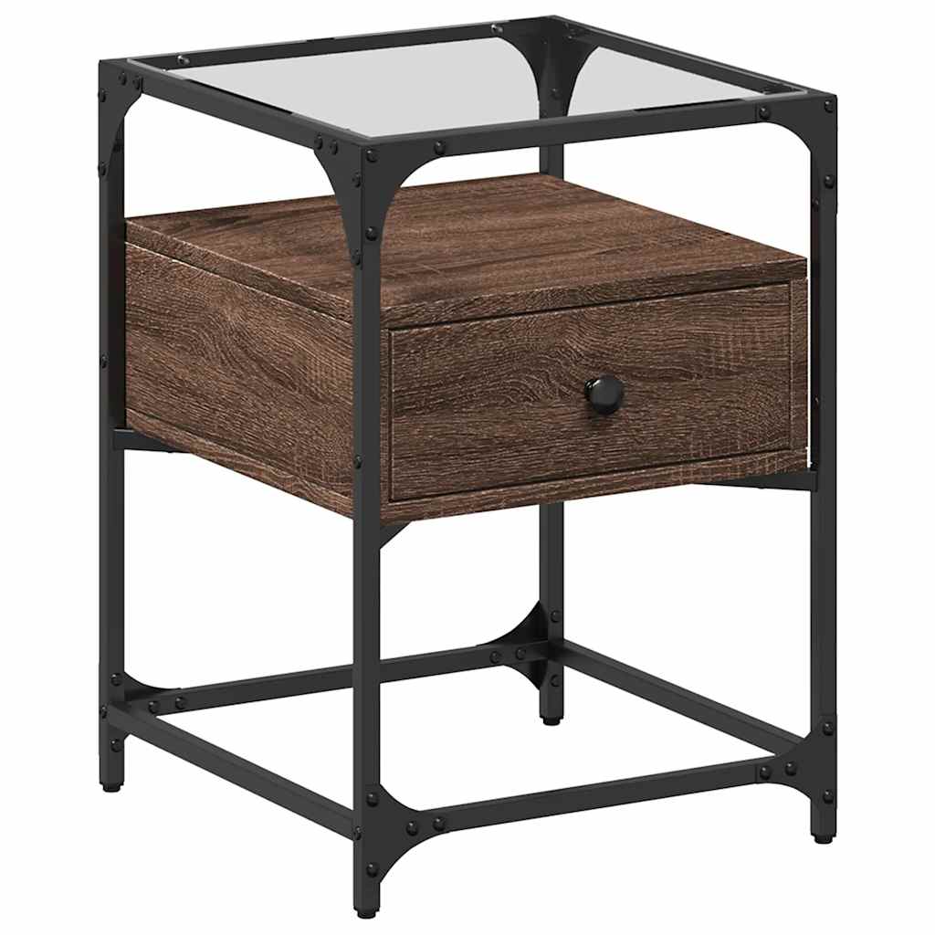Nattbord 2 stk brun eik 40x40x55 cm konstruert tre