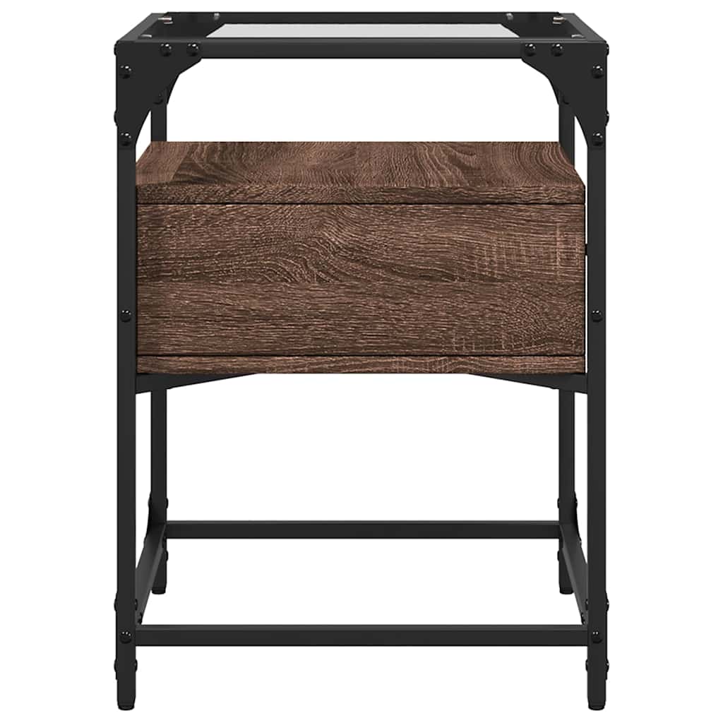 Nattbord 2 stk brun eik 40x40x55 cm konstruert tre
