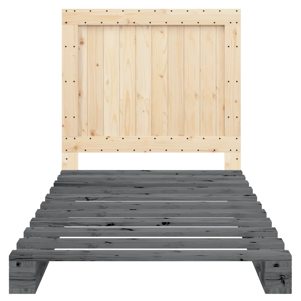 Sengeramme med hodegavl grå 100x200 cm heltre furu