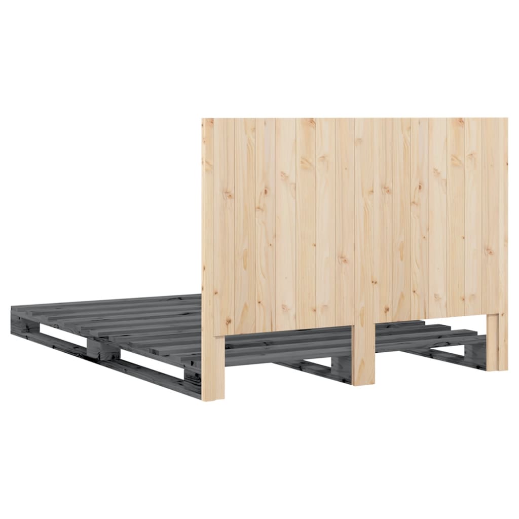 Sengeramme med hodegavl grå 140x200 cm heltre furu