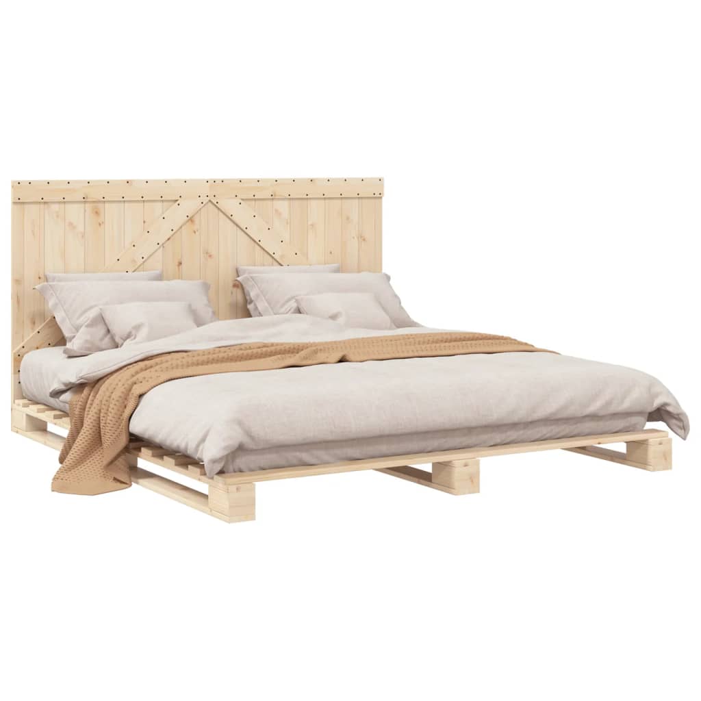 Sengeramme med hodegavl 200x200 cm heltre furu
