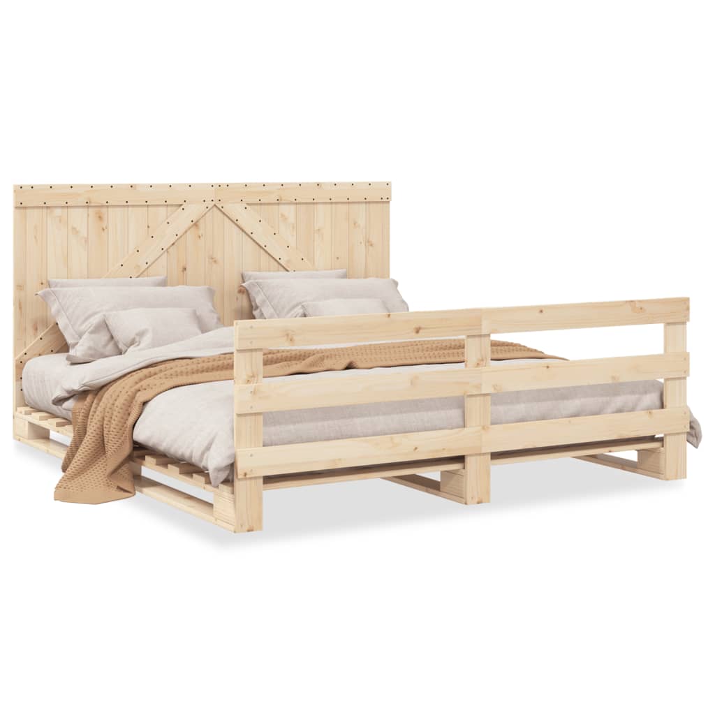 Sengeramme med hodegavl 200x200 cm heltre furu